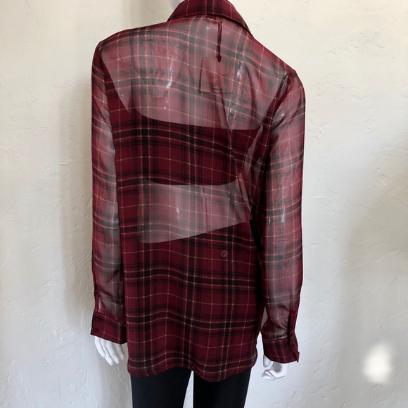 Jack by BB Dakota SheerTartan Plaid Blouse - Picture 2 of 7